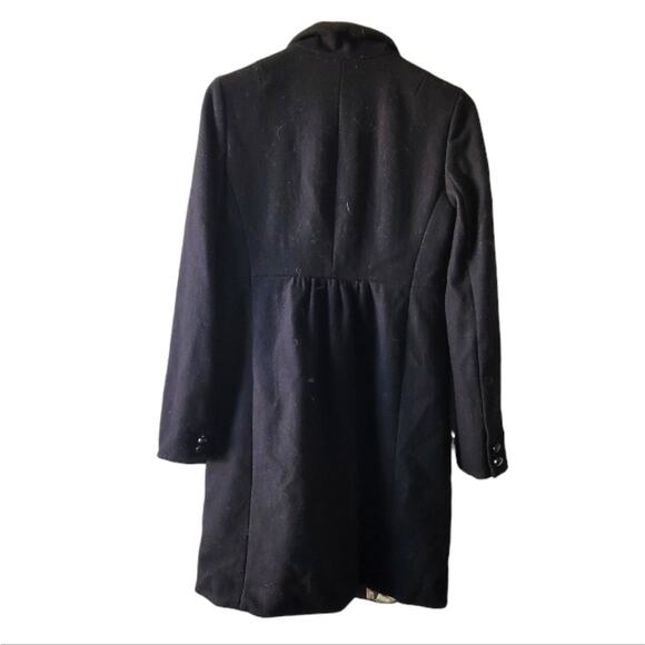 Size 9 J. Crew black wool long pea coat with pockets - Picture 2 of 4